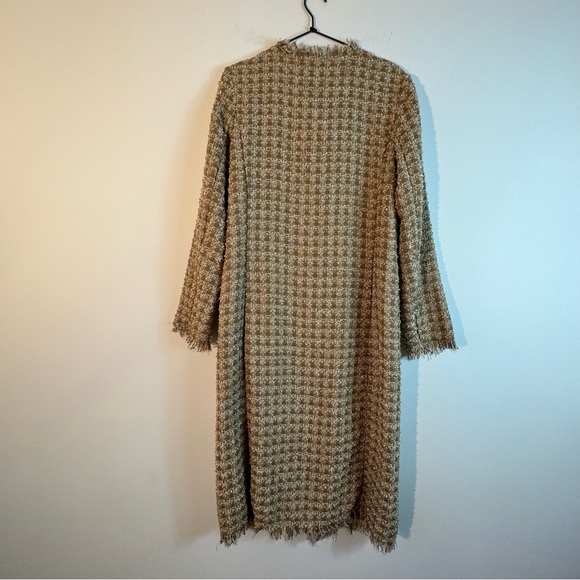 House Of Harlow 1960 Gold Shimmer Tweed Open Duster Jacket Cardigan Womens Sz M - Picture 4 of 10